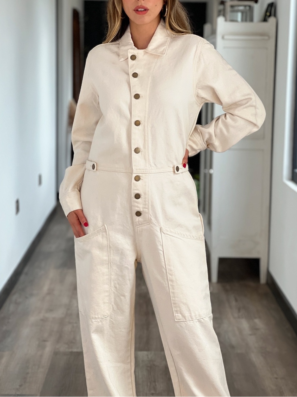 NWOT ZARA Utility Jumpsuit with Front Buttons and Pockets, Long Sleeves, Loose - Picture 3 of 14